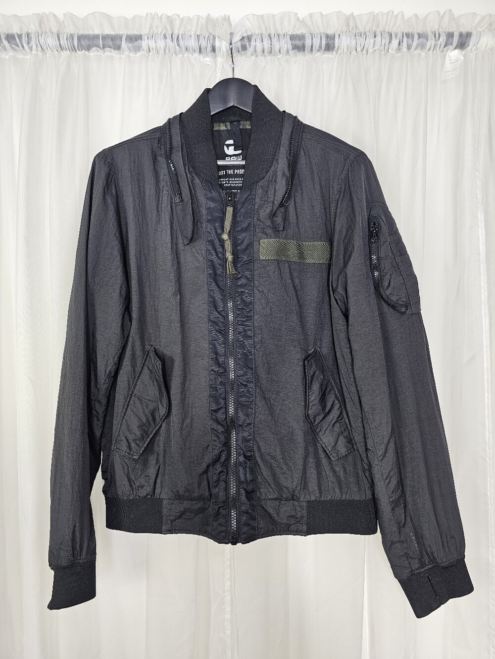 G-Star RAW Submarine Bomber Jacket Black Techwear Utilitarian Flight Large